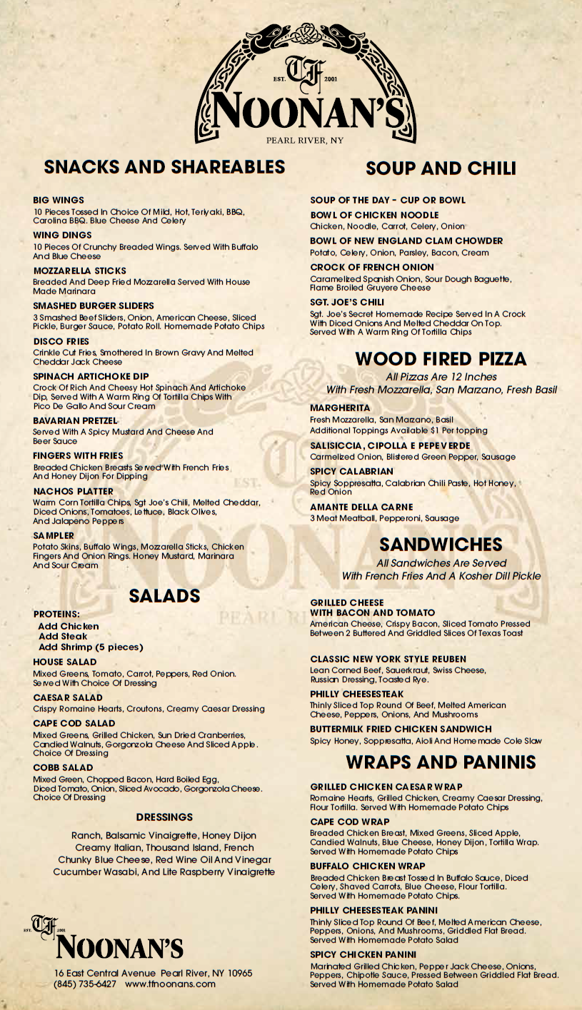 TF Noonan's - Menu 2023 Part 1