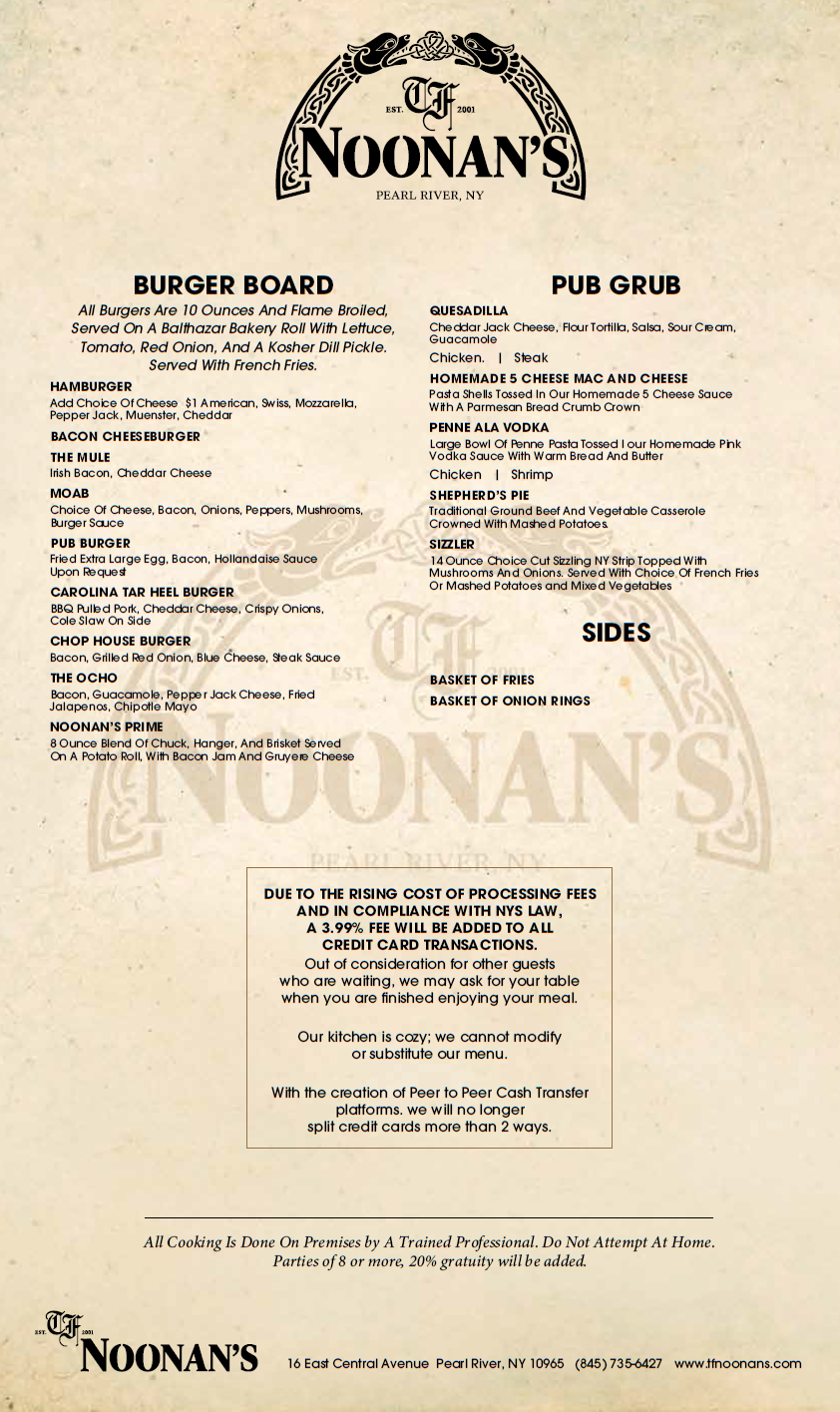 TF Noonan's - Menu 2023 Part 1