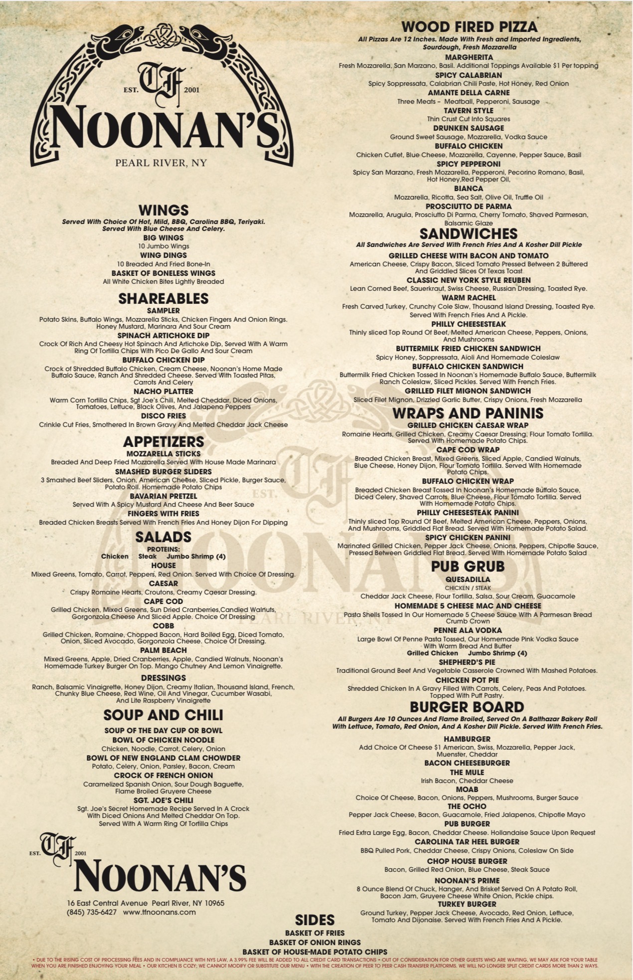 2026 TF Noonans Main Menu